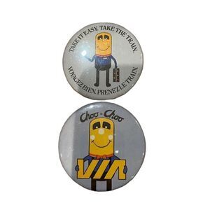 3 for $30! Vintage VIA rail train buttons